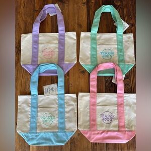 BRAND NEW Trader Joe’s Spring Mini Pastel Canvas Tote Bag SET - 4 Colors